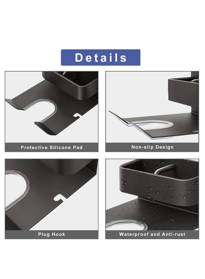 عام Hair Dryer Holder Wall Mounted, Self Adhesive Hair Tool Organizer Storage Blow Dryer Holder Rack for Hair Dryer Stand with Plug Hook, Hair Styling Care Tool Organizer for Bathroom - Image 3