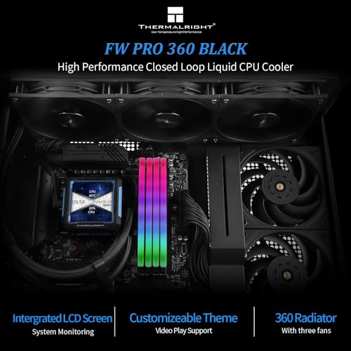 Thermalright FW PRO 360 Black CPU AIO Cooler,IPS LCD Screen with 320 * 320 Resolution,for AM5&Intel 1700/1851,High-Performance 360 Specs Water-Cooled Radiator with 2.73in Removable Display - Image 2