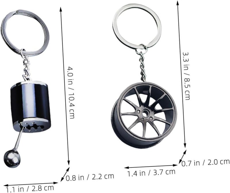 8pcs Creative Shift Keychain for Car Keys Wallet Chain Accessory Unique Design for Men and Women Black and Wheel Hub - Image 3