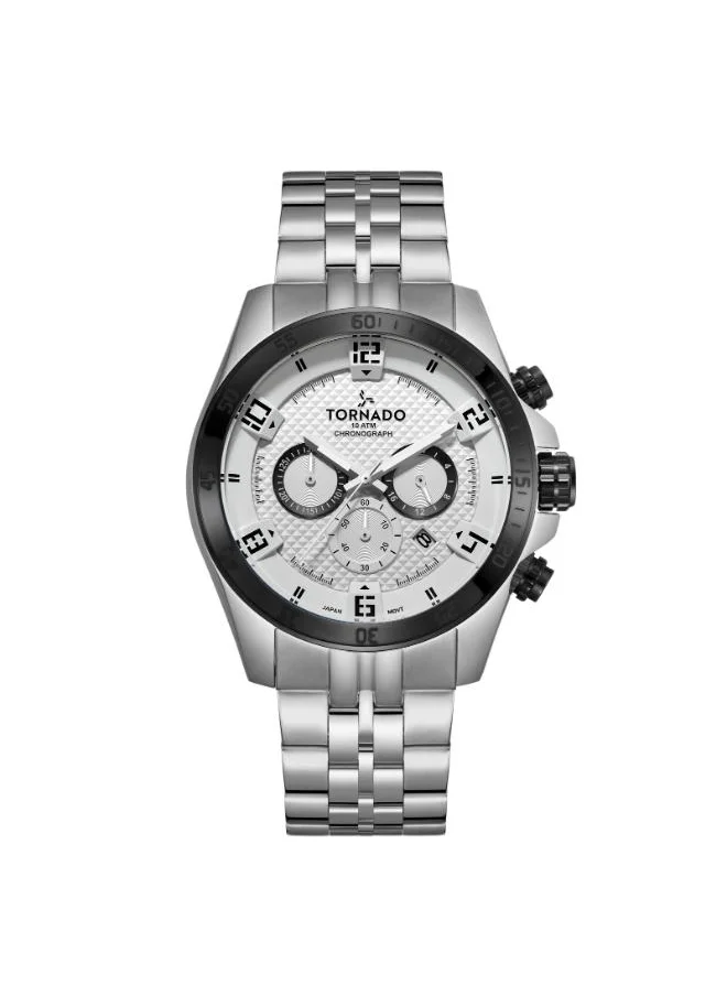 تورنيدو Tornado CELESTIA CHRONO T3149B-YBSW Men's Chronograph Display Watch & Stainless Steel Strap Silver