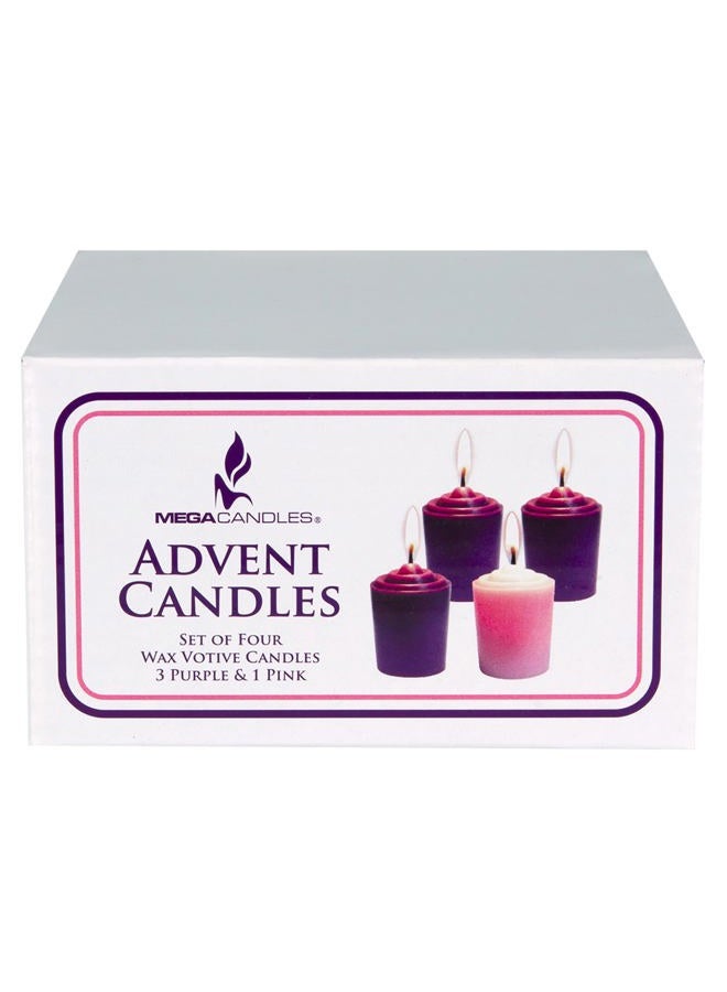 Mega Candles 4 pcs Unscented Hand Poured Advent Votive Candle, 15 Hours 1.5 Inch x 2.25 Inch, Holidays, Church, Devotional, Celebration, Party & More - Image 4