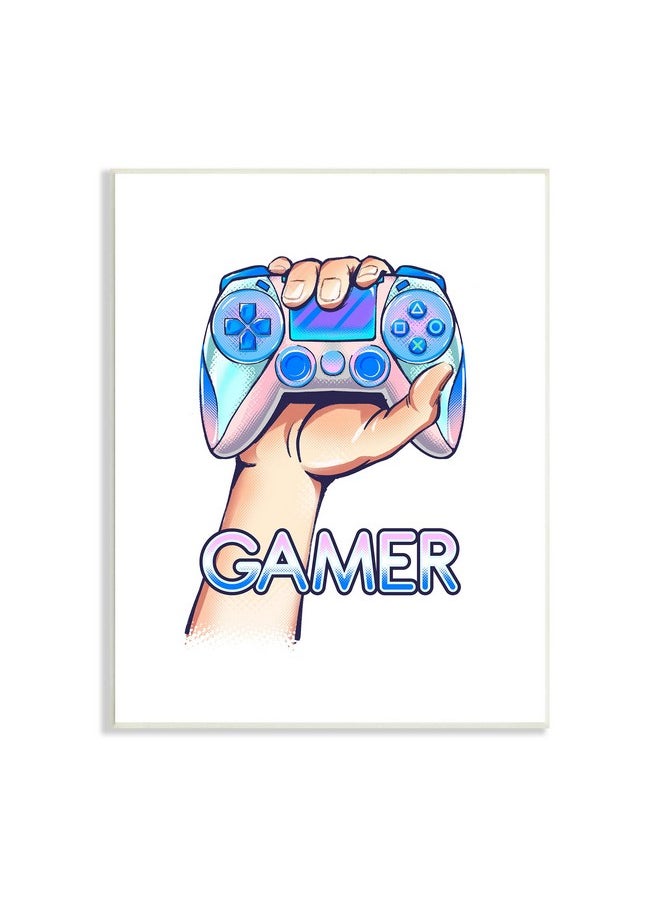 Stupell Industries - Holding Gleaming Video Game Controller Gamer Text, Design By Ziwei Li - Image 1