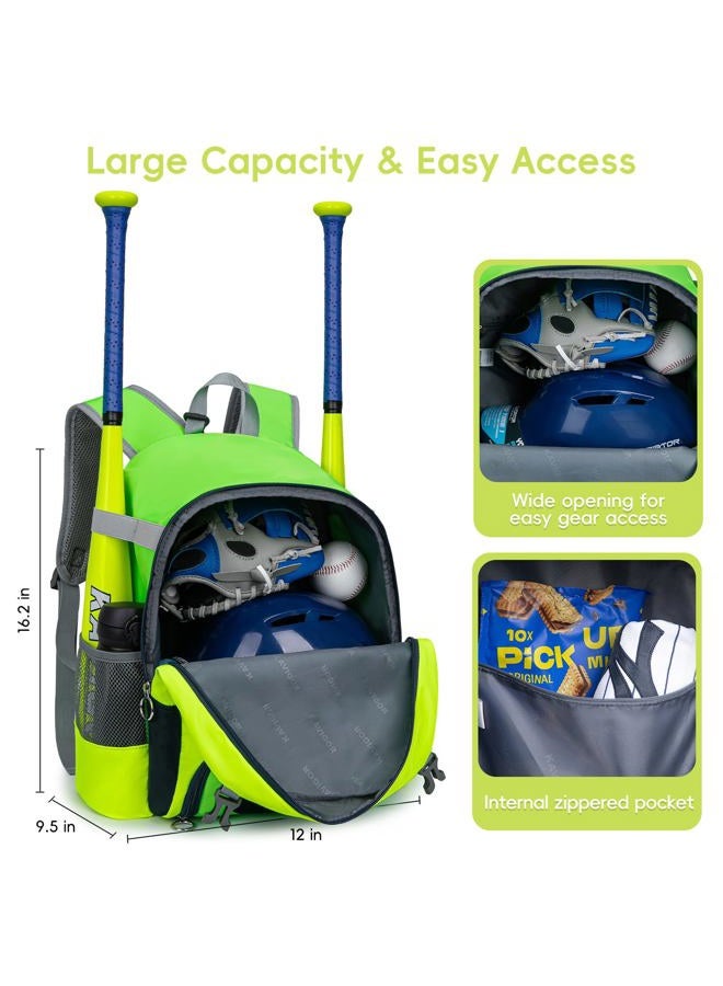 KAVIGOR 2025 Youth Baseball & Softball Bag | Ultra-Light Tball Backpack with Shoe Compartment & Helmet Holder | Skin-Soft Fabric - Image 3