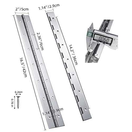 FVSEC Marine Grade 304 Stainless Steel Piano Hinge, 16.5"X2" Continuous Boat Hinge, 0.06'' Thickness Heavy Duty Polished Finish Long Hinge with Screw for Cabinet, Cabin Door, Stocker Box(1 Pack) - Image 2