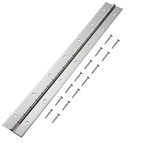 FVSEC Marine Grade 304 Stainless Steel Piano Hinge, 16.5"X2" Continuous Boat Hinge, 0.06'' Thickness Heavy Duty Polished Finish Long Hinge with Screw for Cabinet, Cabin Door, Stocker Box(1 Pack) - Image 1