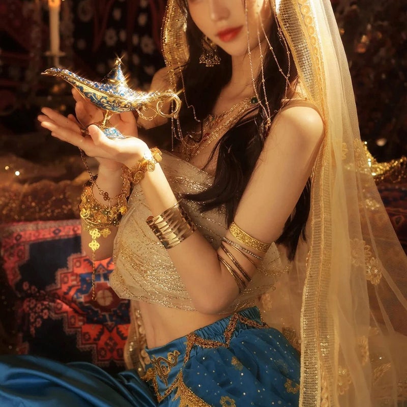 AVESON Classic Vintage Aladdin Magic Genie Costume Lamp Home Table Decoration & Gift, Golden Blue - Image 5