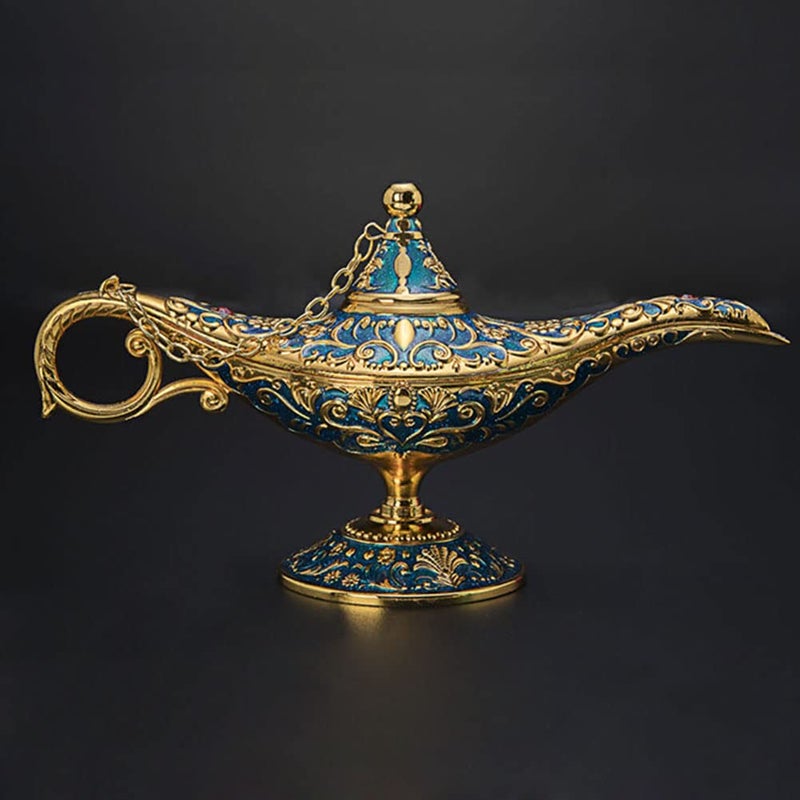 AVESON Classic Vintage Aladdin Magic Genie Costume Lamp Home Table Decoration & Gift, Golden Blue - Image 4