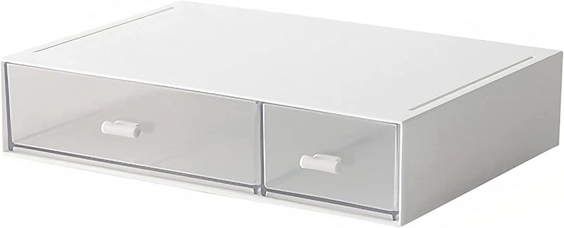 kulusion Desk Organizer, stackable drawers, desk drawer organizer, perfect for collecting small items/cosmetics, office supplies, 2 drawers (white) - Image 1