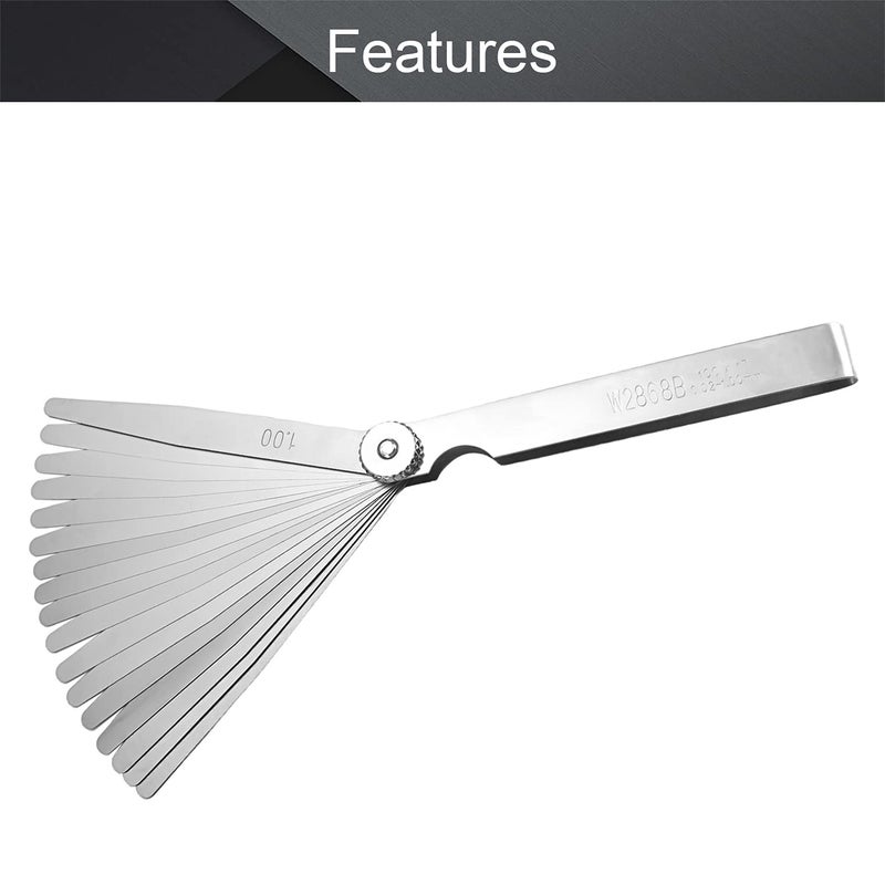 Utoolmart Metric Feeler Gauge,Manganese Steel Gap Measure Tool 100mm/3.9-inch Length with 17 Blades 1pcs - Image 3