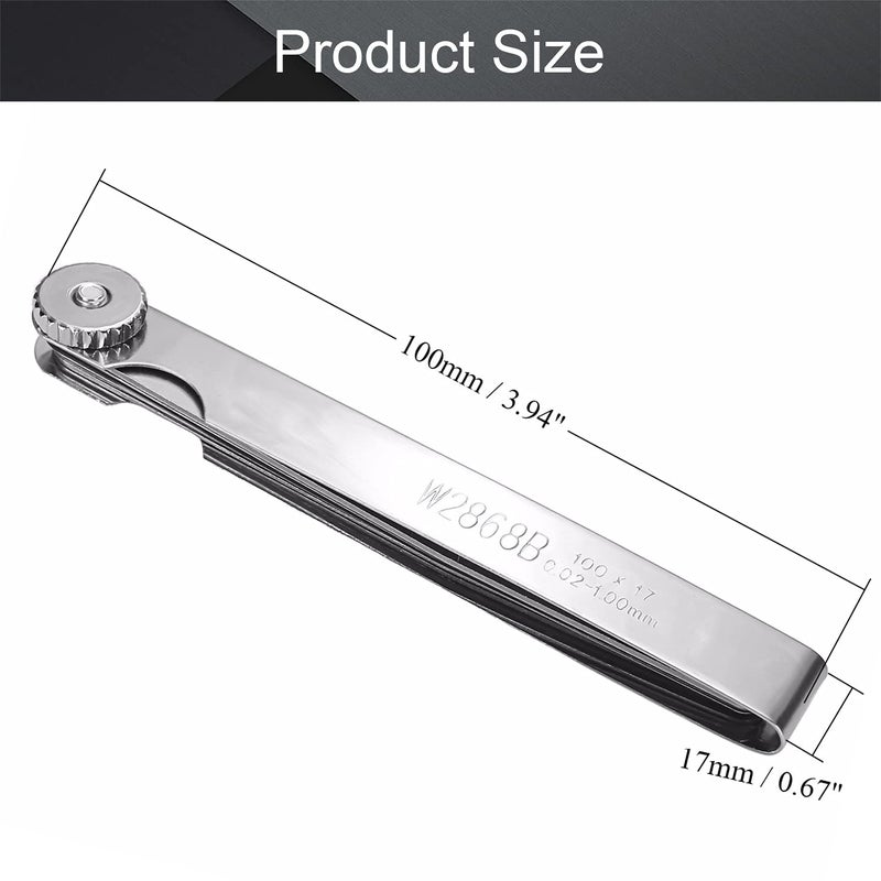 Utoolmart Metric Feeler Gauge,Manganese Steel Gap Measure Tool 100mm/3.9-inch Length with 17 Blades 1pcs - Image 2