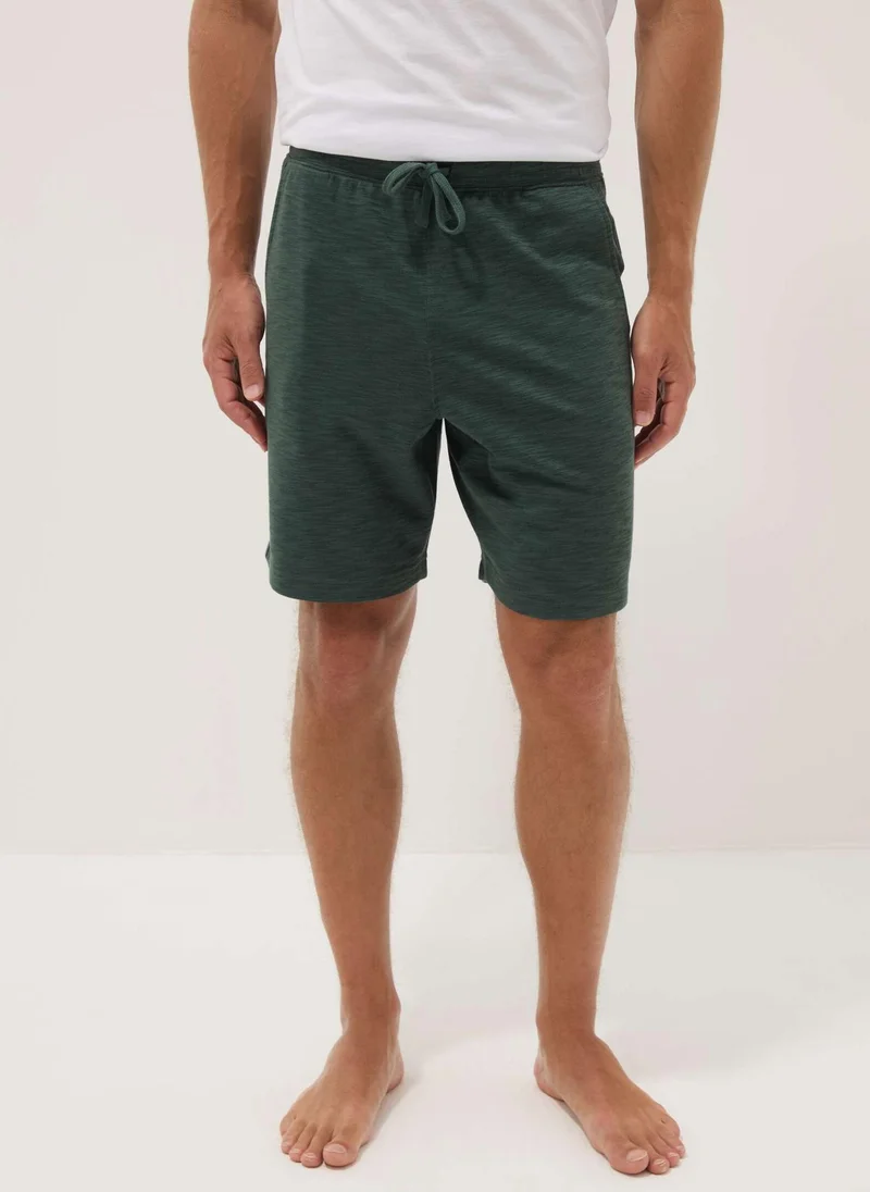 او في اس OVS Green Cotton-Blend Regular-Fit Pyjama Shorts