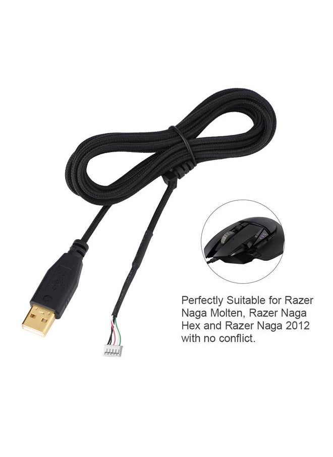 USB Mouse Cable Replacement 2.41yd Plug and Play Mouse Cable Replacement for Razer Nega 2012