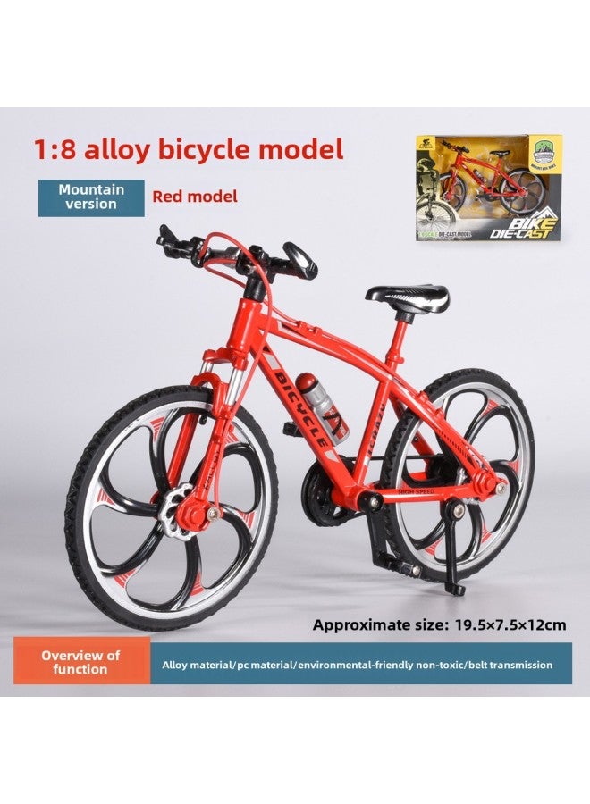 Bicycle Model Alloy Simulation Mountain Bike Speed Drop Car Road Bike Bicycle Gift Ornaments Toy Wholesale-Color: Mountain Bike (red)  - Image 1