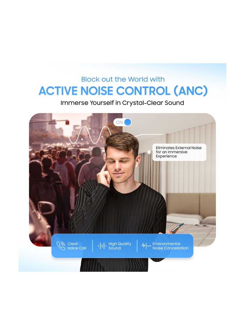 Swiss Military Victor RT75 PRO Active Noise Cancelling Earbuds - ENC & Transparency Mode, Hi-Res LDAC, Smart Touch Sensors, 180 Days Standby, 6Hr Music Time, Compatible with Android/iOS - Cream - Image 4