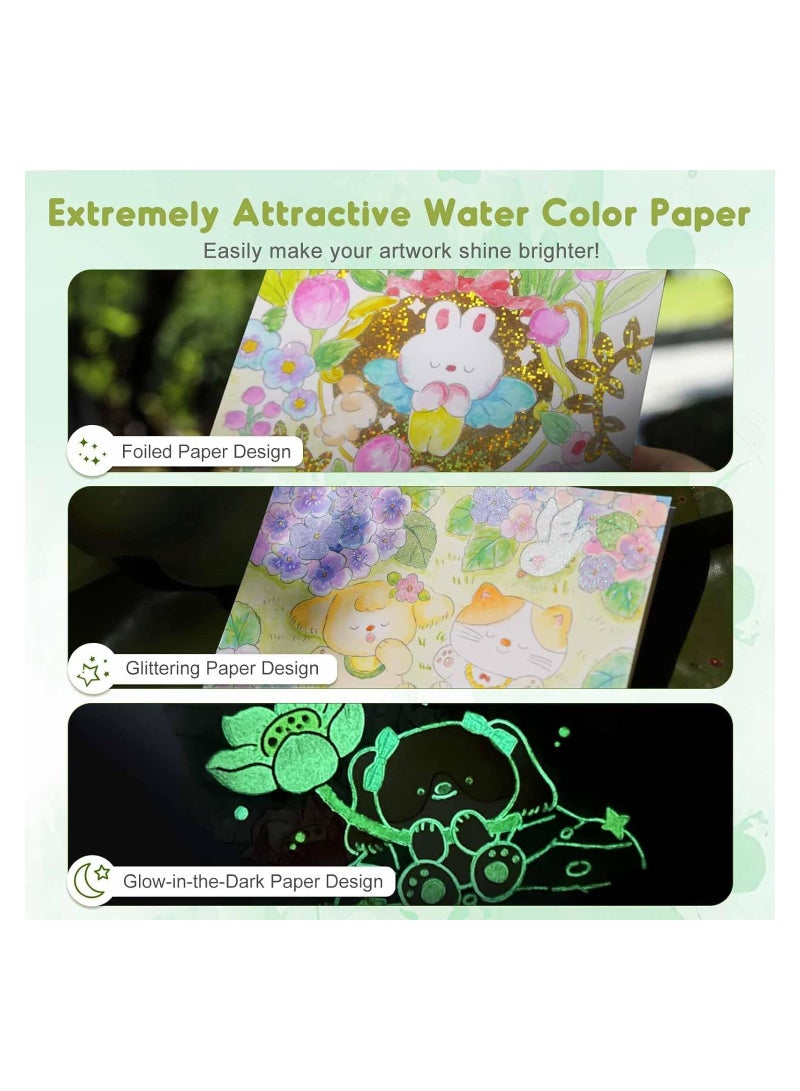 Captaintech Magic Watercolor Paint Set - Mess Free Drawing Kit with 30 s, 2 Brushes & Glowing Paper, Perfect Arts & Crafts for Kids, Boys & Girls Painting Fun - Image 5