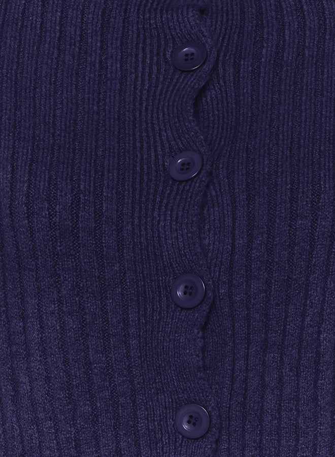 trendyol Navy Blue Crop Soft Textured Stand Collar Knitwear Cardigan - Image 5