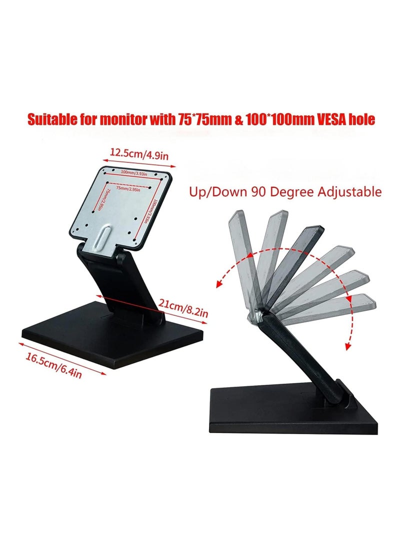 XICEN - Tablet Stand  Foldable iPad Stand Adjustable Mobile Phone Holder iPad Holder Stand , Adjustable LCD Monitor Stand,10-27 inch Universal Touch Screen Monitor Desk Bracket with VESA Hole 75x75mm&100x100mm(Black) - Image 1