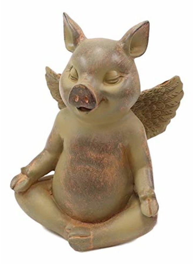 Ebros Gift Ebros Peaceful Zen Yoga Flying Pig Hog Heavens Statue Rustic Country Piggy Piglet Porcine Pigs Fairy Garden Collectible Figurine (Padme Lotus Meditation Pose) - Image 4