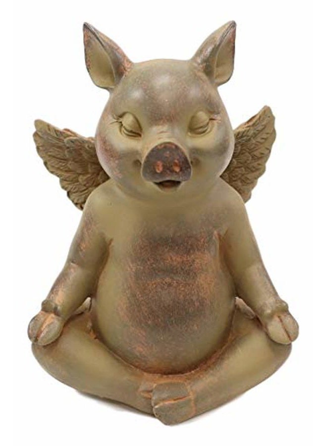 Ebros Gift Ebros Peaceful Zen Yoga Flying Pig Hog Heavens Statue Rustic Country Piggy Piglet Porcine Pigs Fairy Garden Collectible Figurine (Padme Lotus Meditation Pose) - Image 1