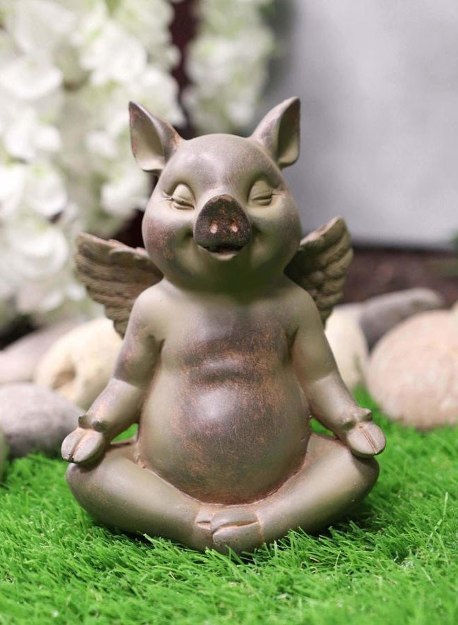 Ebros Gift Ebros Peaceful Zen Yoga Flying Pig Hog Heavens Statue Rustic Country Piggy Piglet Porcine Pigs Fairy Garden Collectible Figurine (Padme Lotus Meditation Pose) - Image 2