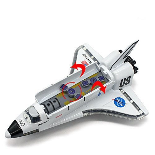 Ailejia Space Shuttle Scale Model Kit Airplane Orbiter Metal Model Plane Diecast Space Shuttle Aircraft Toy Collection Light 8" with Sound and Light for Kids Boy Girl Gift - Image 2