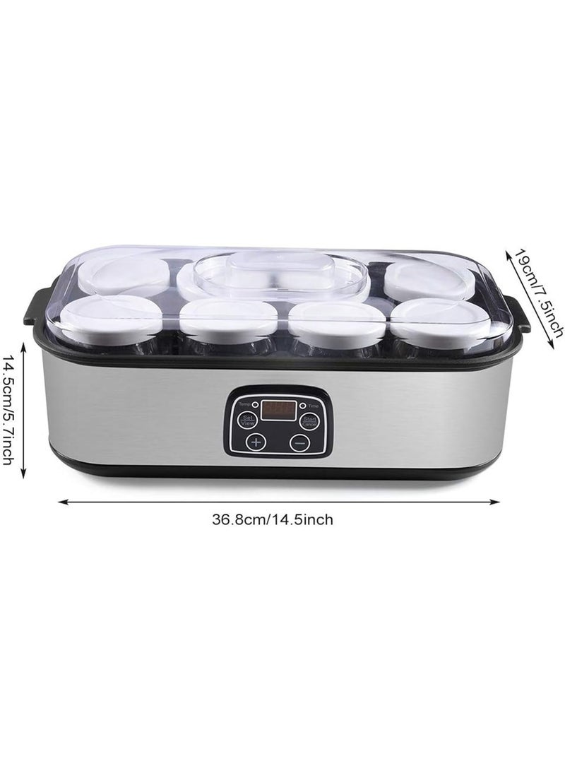 سوكاني ماكينة صنع الزبادي من سوكاني 8اكواب الرقمية الاوتوماتيكية بشاشة LCD مع تحكم ثابت في درجة الحرارة، تصميم من الستانلس ستيل للاستخدام المنزلي SK-2303 - Image 2