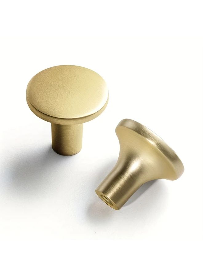 6 Pack 1.25 Inch Brushed Golden Brass Cabinet Knobs With Back Plate Modern Vintage Style Drawer Pulls For Kitchen Wardrobe Dressing Table And Door Hardware - Image 1