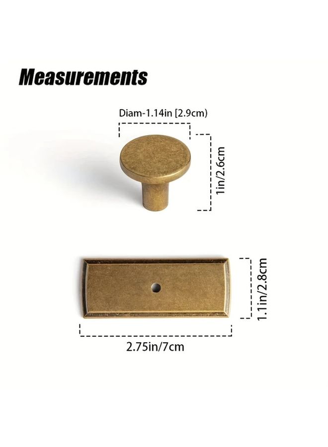 6 Pack 1.25 Inch Brushed Golden Brass Cabinet Knobs With Back Plate Modern Vintage Style Drawer Pulls For Kitchen Wardrobe Dressing Table And Door Hardware - Image 3