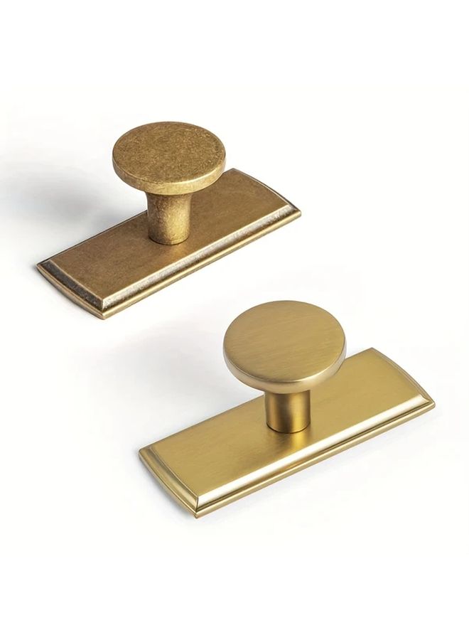 6 Pack 1.25 Inch Brushed Golden Brass Cabinet Knobs With Back Plate Modern Vintage Style Drawer Pulls For Kitchen Wardrobe Dressing Table And Door Hardware - Image 2