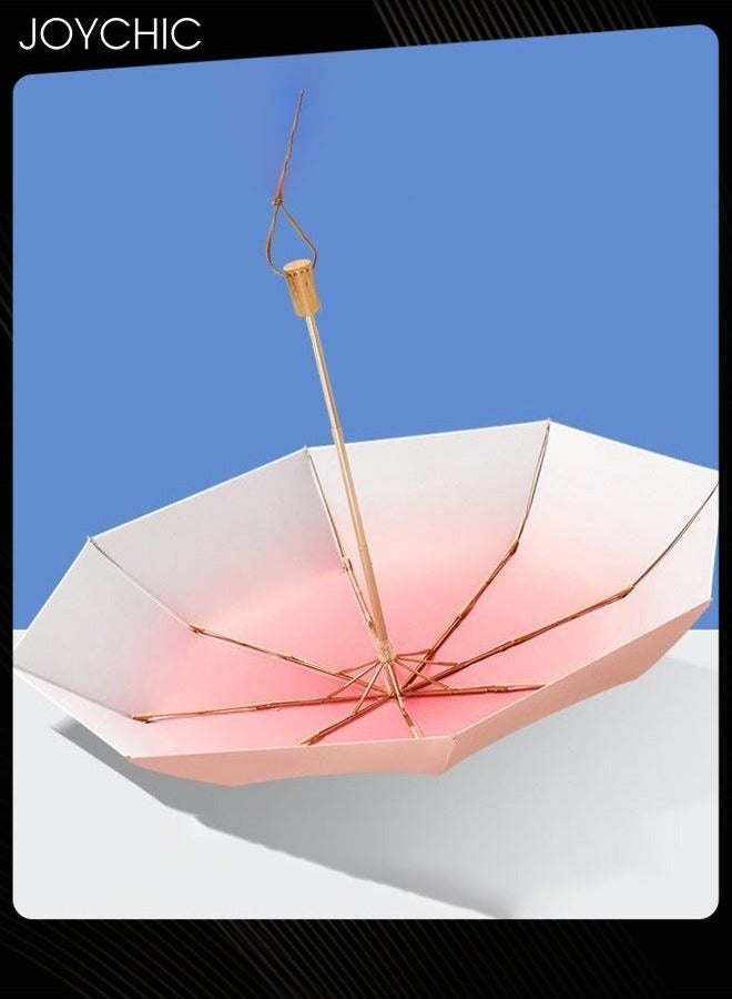 Joychic Women Fashion 3 Folding UPF50+ Anti-UV Windproof Waterproof Travel Umbrella Pink - Image 2