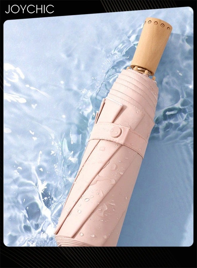 Joychic Women Fashion 3 Folding UPF50+ Anti-UV Windproof Waterproof Travel Umbrella Pink - Image 4