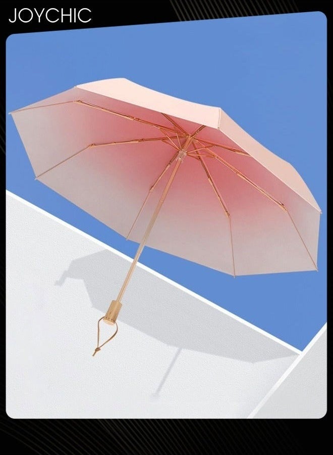 Joychic Women Fashion 3 Folding UPF50+ Anti-UV Windproof Waterproof Travel Umbrella Pink - Image 1