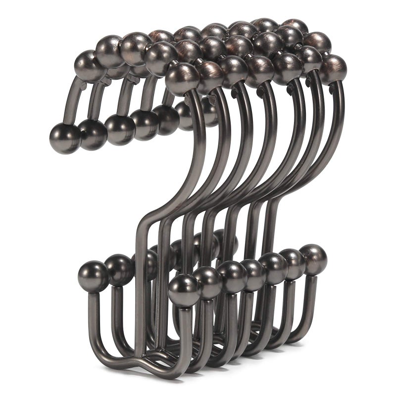 Shower Curtain Hooks Goowin Shower Curtain Rings Stainless Steel Shower Curtain Hooks Rust Proof Free Sliding Double Shower Hooks for Curtain Shower Curtains  Liners Bronze
