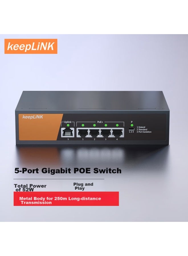 Keeplinkkp-9000 100mbps 5-port Poe Switch, Unmanaged Enterprise Engineering Monitoring Switch, 52w - Image 5