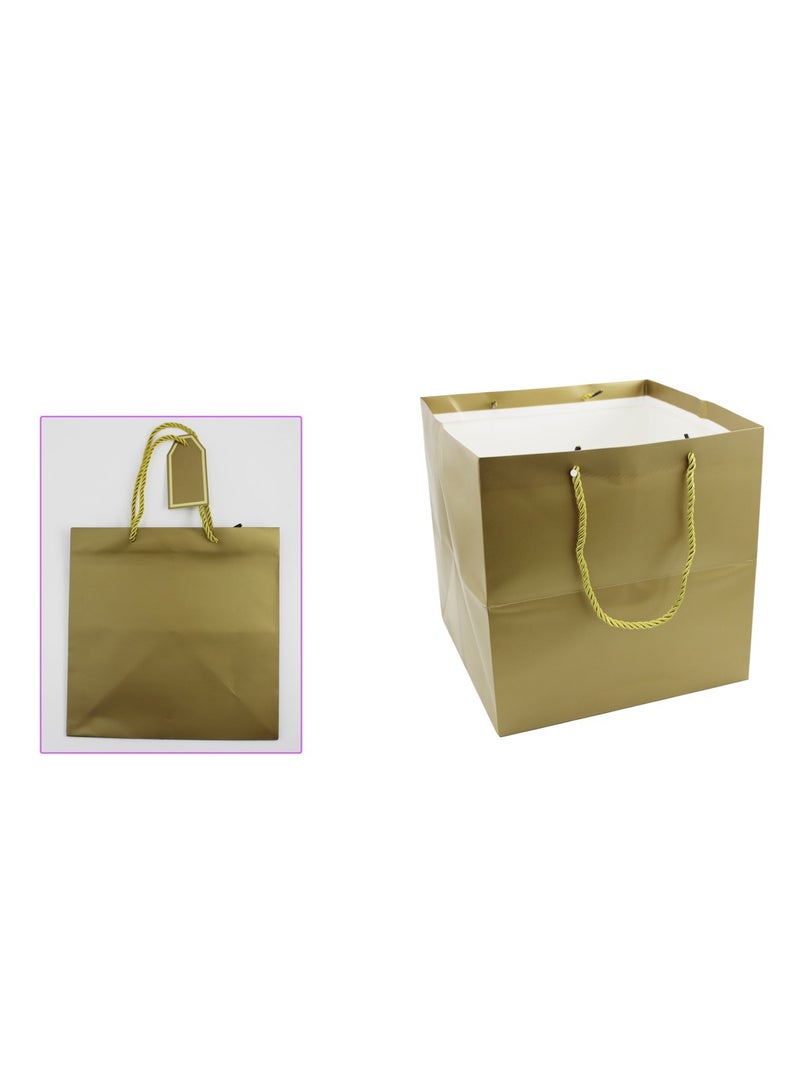 PARTY FUN Paper Gift Bag 25x25x25cm, Elevate Your Gift Presentation Golden Color  - Image 2