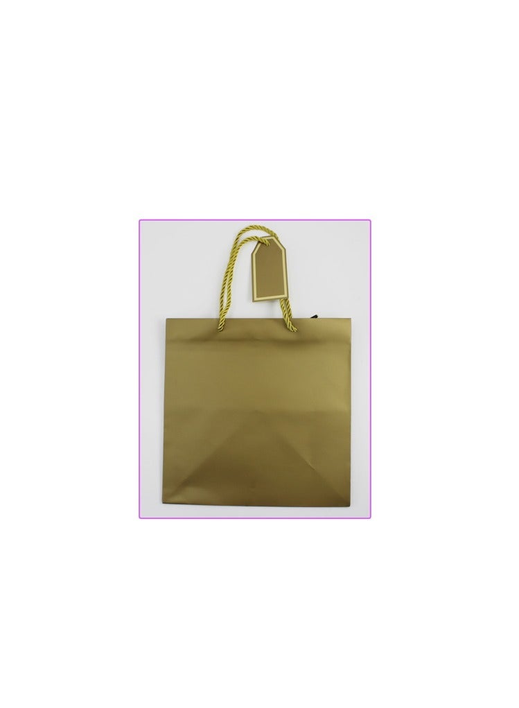 PARTY FUN Paper Gift Bag 25x25x25cm, Elevate Your Gift Presentation Golden Color  - Image 3