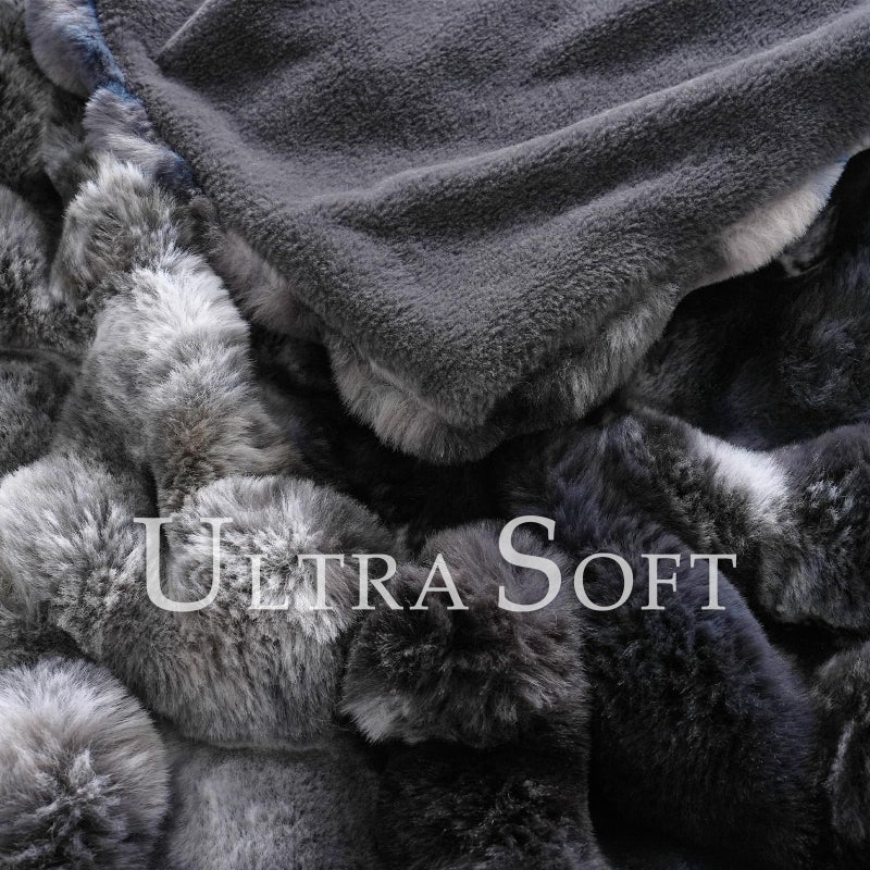 BENVWE Fluffy Faux Fur Throw Blanket for Couch, Soft Plush Thick Cozy Fuzzy Luxury Minky Bubble Blanket for Home Living Room Decor Gift for Women, Tie-dye Grey, 50" x 60", 1100GSM - Image 3
