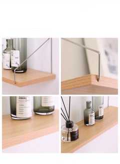 Old_Feller 3-Piece Home Book Shelves Set Floating Shelves for Wall Hanging Wood Shelf Wooden Shelves with Metal Brackets Hanging Shelf Wall Organizers for Home  Black Color Free Installation Tool  - Image 2
