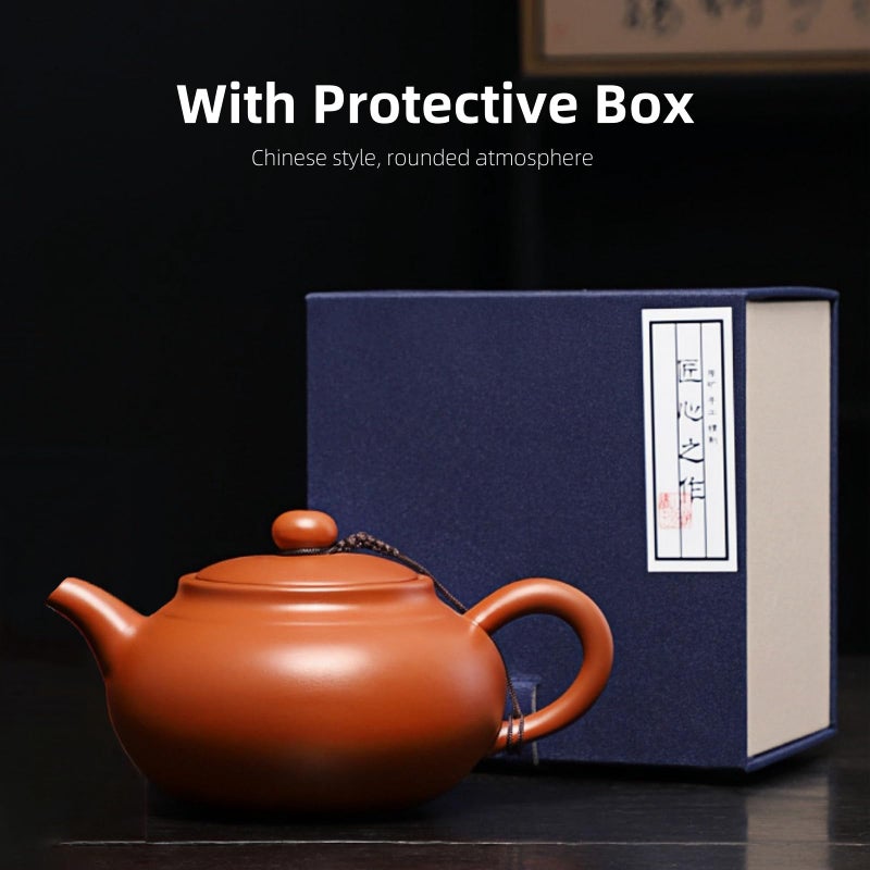 WEOPYCJ Chinese Clay Teapot, Yixing Xishi Zisha Tea Pot, Handmade Pottery Purple Sand Mud Kungfu Tea Set Kettle,14oz Zhuni - Image 3