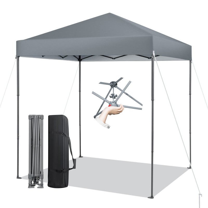 Tangkula 6.6x6.6 Ft Pop Up Canopy, 1 Person Instant Setup Canopy Tent with Center Lock, UPF 50+ Sun Protection, 8 Stakes, 4 Ropes, Portable Outdoor Canopy with Carrying Bag - Image 1