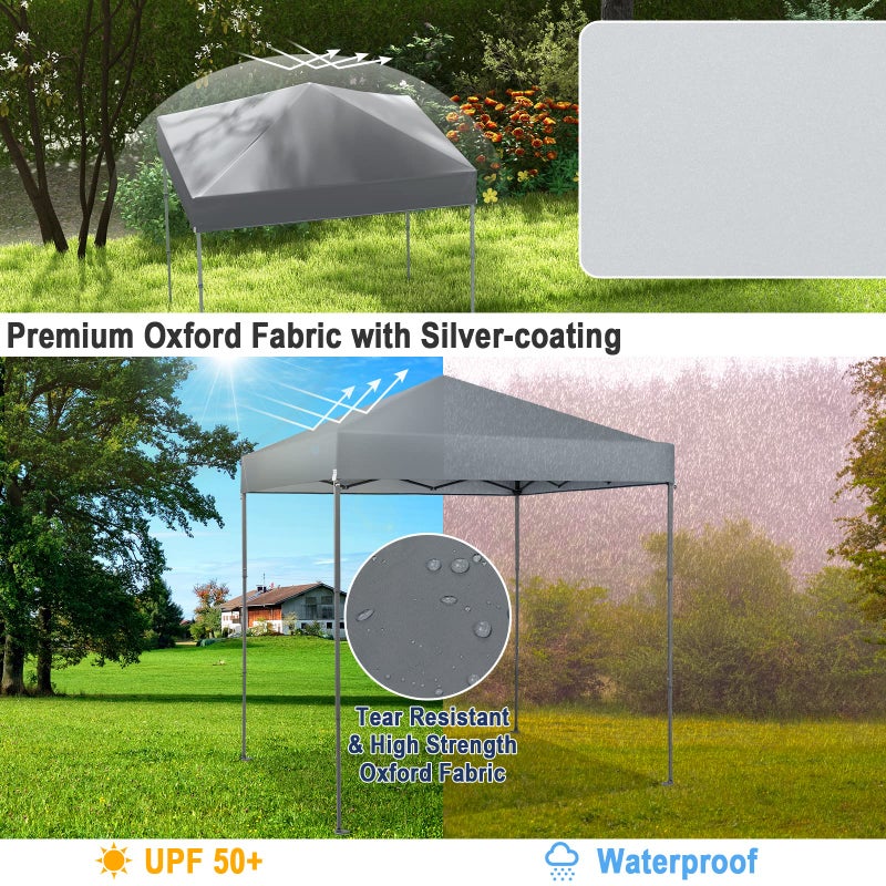 Tangkula 6.6x6.6 Ft Pop Up Canopy, 1 Person Instant Setup Canopy Tent with Center Lock, UPF 50+ Sun Protection, 8 Stakes, 4 Ropes, Portable Outdoor Canopy with Carrying Bag - Image 3