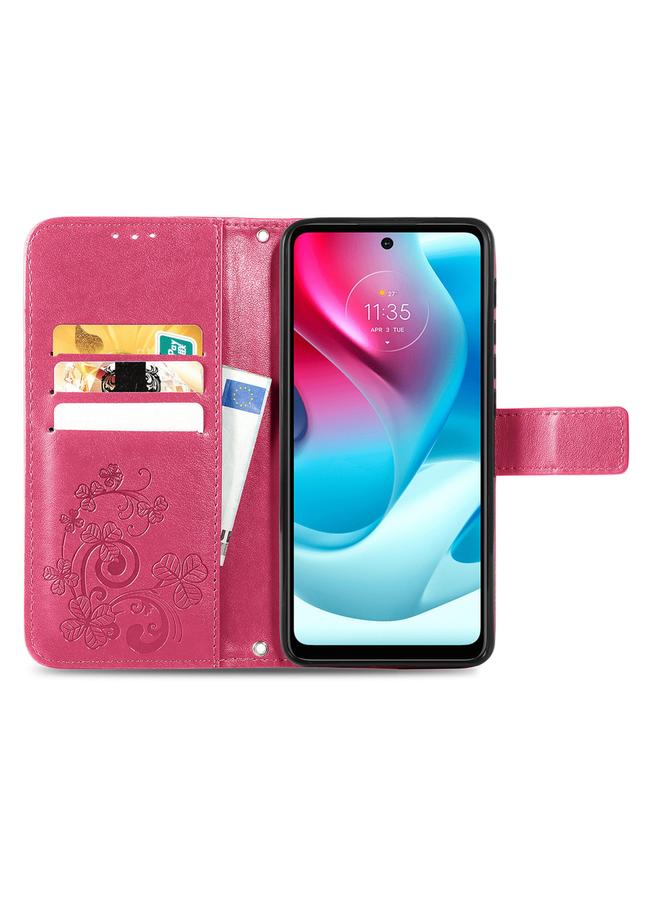 S-TOP Case For Motorla Moto G60S Four-leaf Clasp Embossed Buckle Mobile Phone Protection Leather Case with Lanyard & Card Slot & Wallet & Bracket Function - Image 3