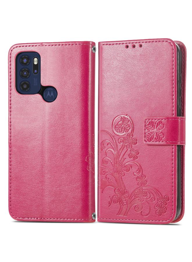 S-TOP Case For Motorla Moto G60S Four-leaf Clasp Embossed Buckle Mobile Phone Protection Leather Case with Lanyard & Card Slot & Wallet & Bracket Function - Image 2