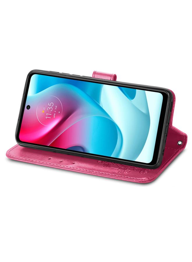 S-TOP Case For Motorla Moto G60S Four-leaf Clasp Embossed Buckle Mobile Phone Protection Leather Case with Lanyard & Card Slot & Wallet & Bracket Function - Image 4