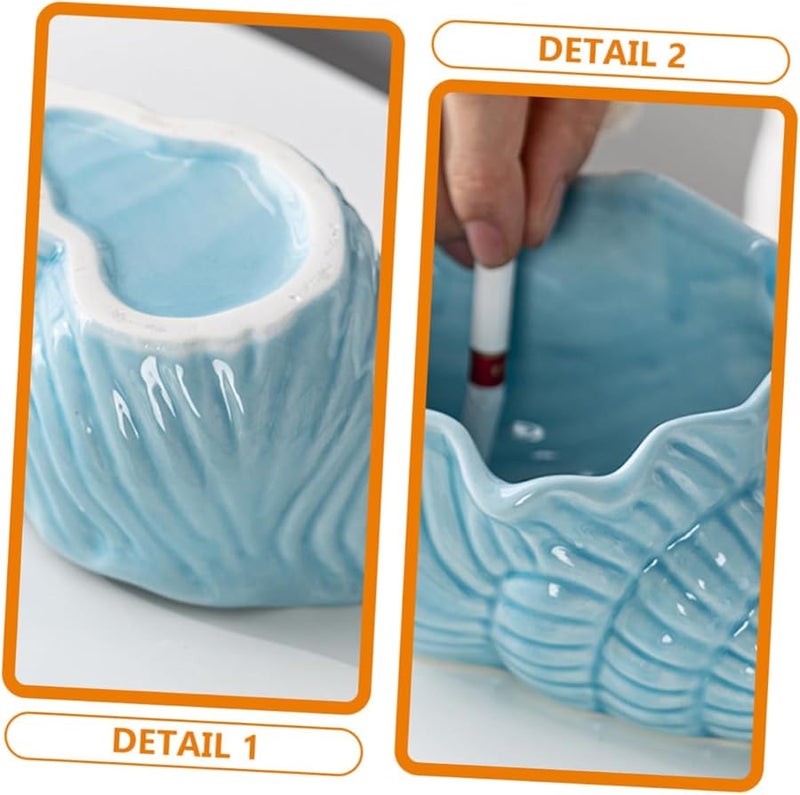 Ceramic Conch Shell Ashtray Decorative Tabletop Ash Holder for Home Office Bar - Image 4