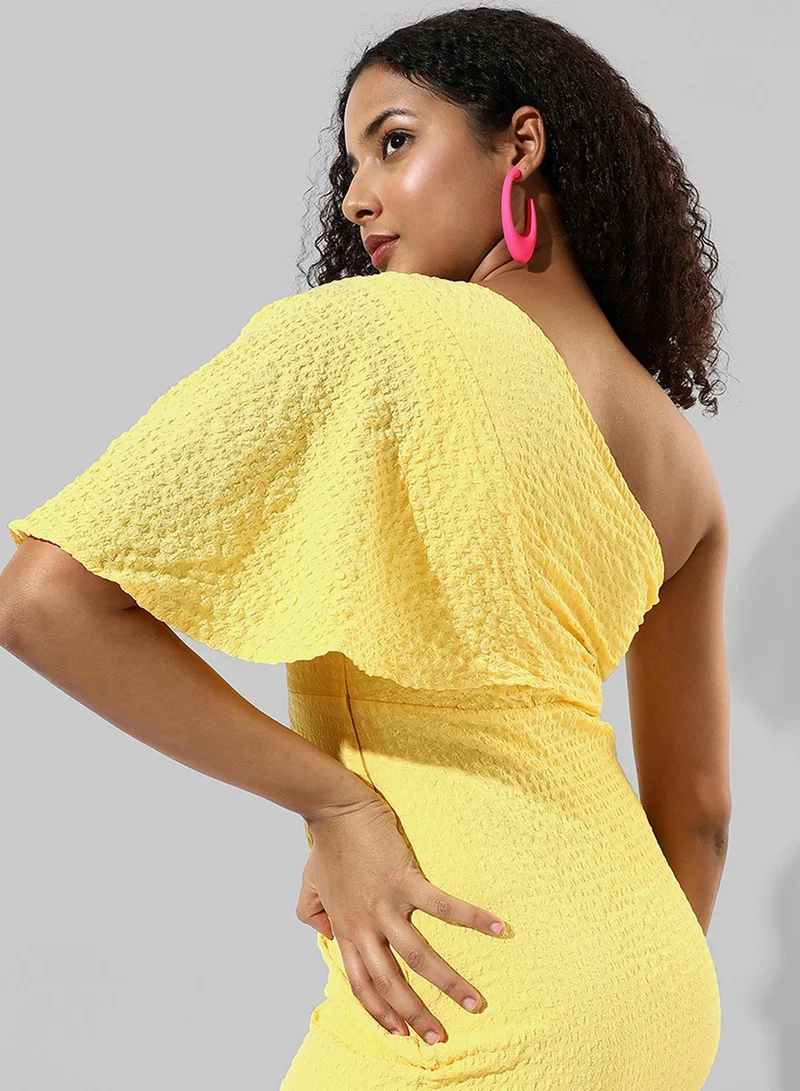 PINACOLADA  Women's Light Yellow Ruffle One-Shoulder Dress for Women | Best Price UAE