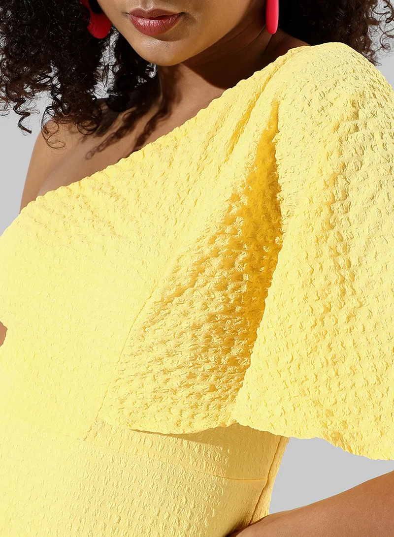 PINACOLADA  Women's Light Yellow Ruffle One-Shoulder Dress for Women | Best Price UAE