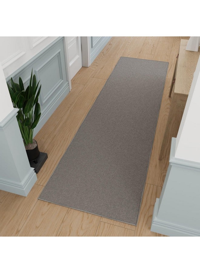 Ottomanson Hallway Runner Rug 2'7" x 9'10" Non Slip Solid Area Rugs Easy to Clean Laundry Rug Runner Durable & Pet Friendly Floor Carpet Runners for Hallways Entryway Living Room Kitchen, Gray - Image 1