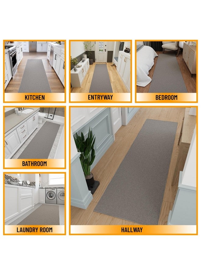 Ottomanson Hallway Runner Rug 2'7" x 9'10" Non Slip Solid Area Rugs Easy to Clean Laundry Rug Runner Durable & Pet Friendly Floor Carpet Runners for Hallways Entryway Living Room Kitchen, Gray - Image 3