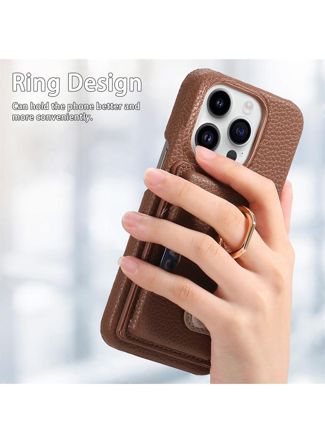 S-TOP Case For iPhone 13 Pro Max Litchi Leather Oil Edge Ring Card Back Phone Case - Image 3